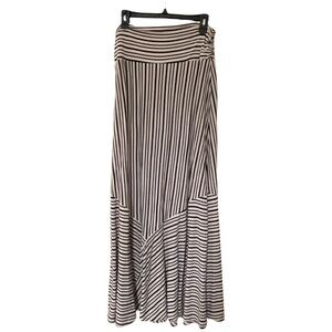Anthropologie Maeve Womens Summer Striped Long Skirt Size Large Black and Tan